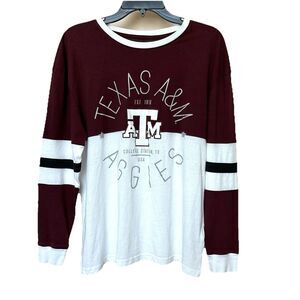 Womens Texas A&M Top Women’s Med Maroon White Gig'em Aggies Long sleeve College